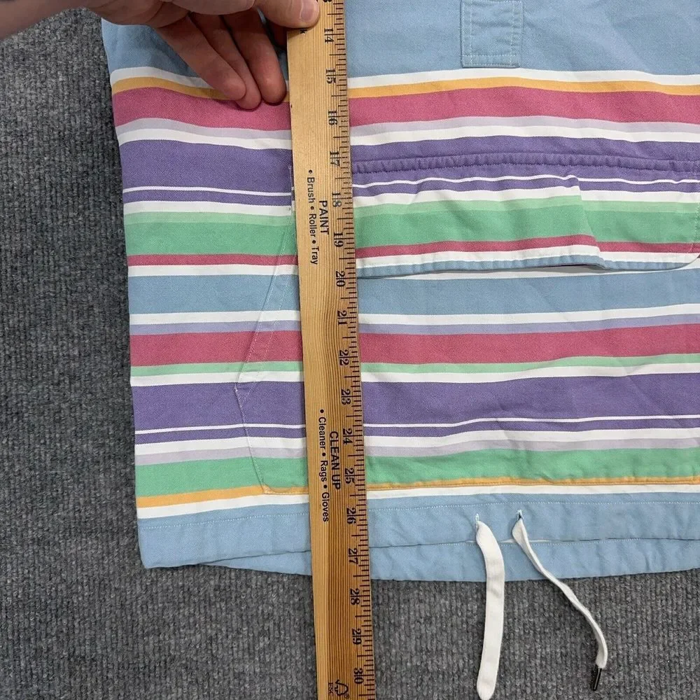 Polo Ralph Lauren Hoodie Mens M Striped‎ Pastel Flesh Pony Pullover Shirt Anorak